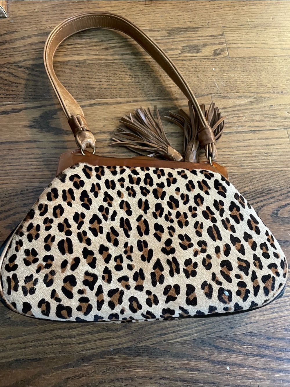 Anthony Luciano Vintage Bespoke Leopard Pony Hair Lucite Frame Bag - Designer - Picture 5 of 7